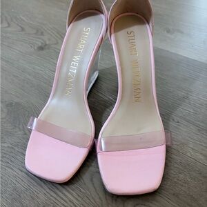 Stuart Weitzman Womens Nudist Lucite 85 Wedge Sandals CottonCandy Size6 *flawed
